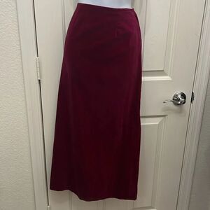 Claybrooke Maxi Skirt Sz 10 Burgundy Red 💯% Cotton Velv Feel Vintage Hong Kong